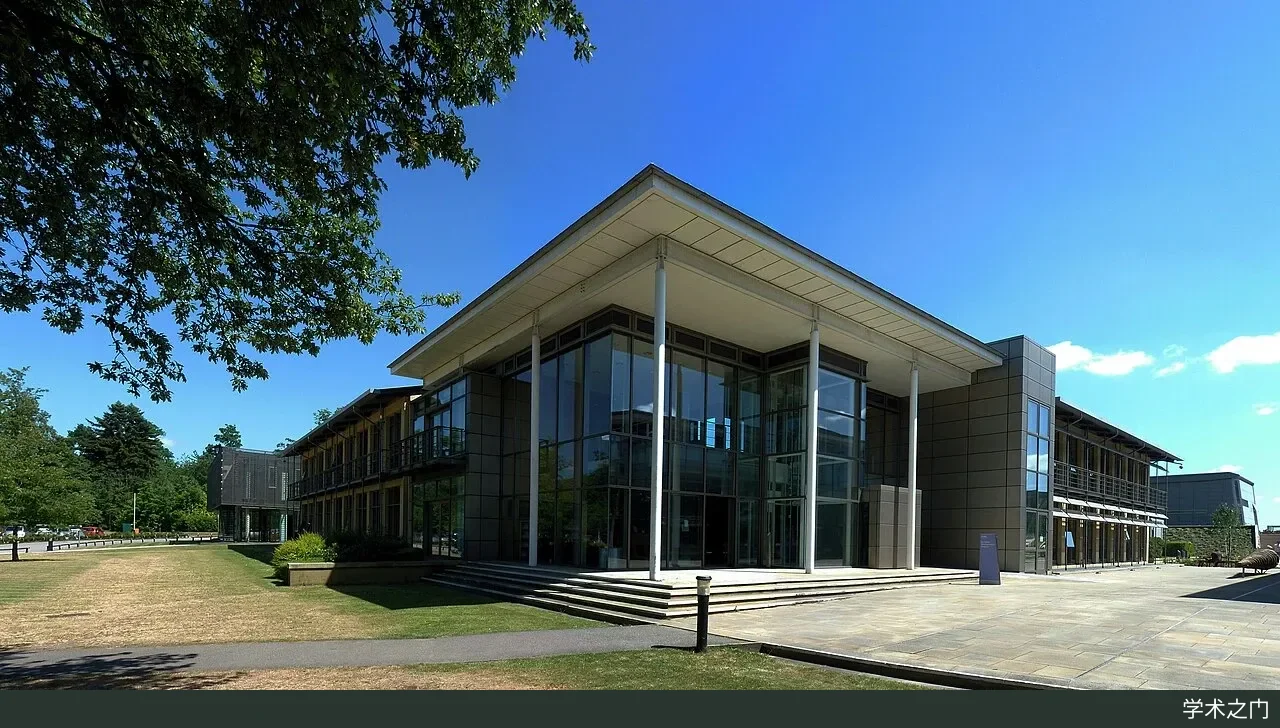 Exterior view of the European Bioinformatics Institute (EMBL-EBI) building in Hinxton, Cambridgeshire, UK; Europe PMC is maintained by this institute