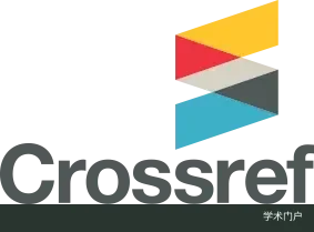 Crossref 官方堆叠版标识：上方是几何色块组成的图形标志，下方是 Crossref 英文字样